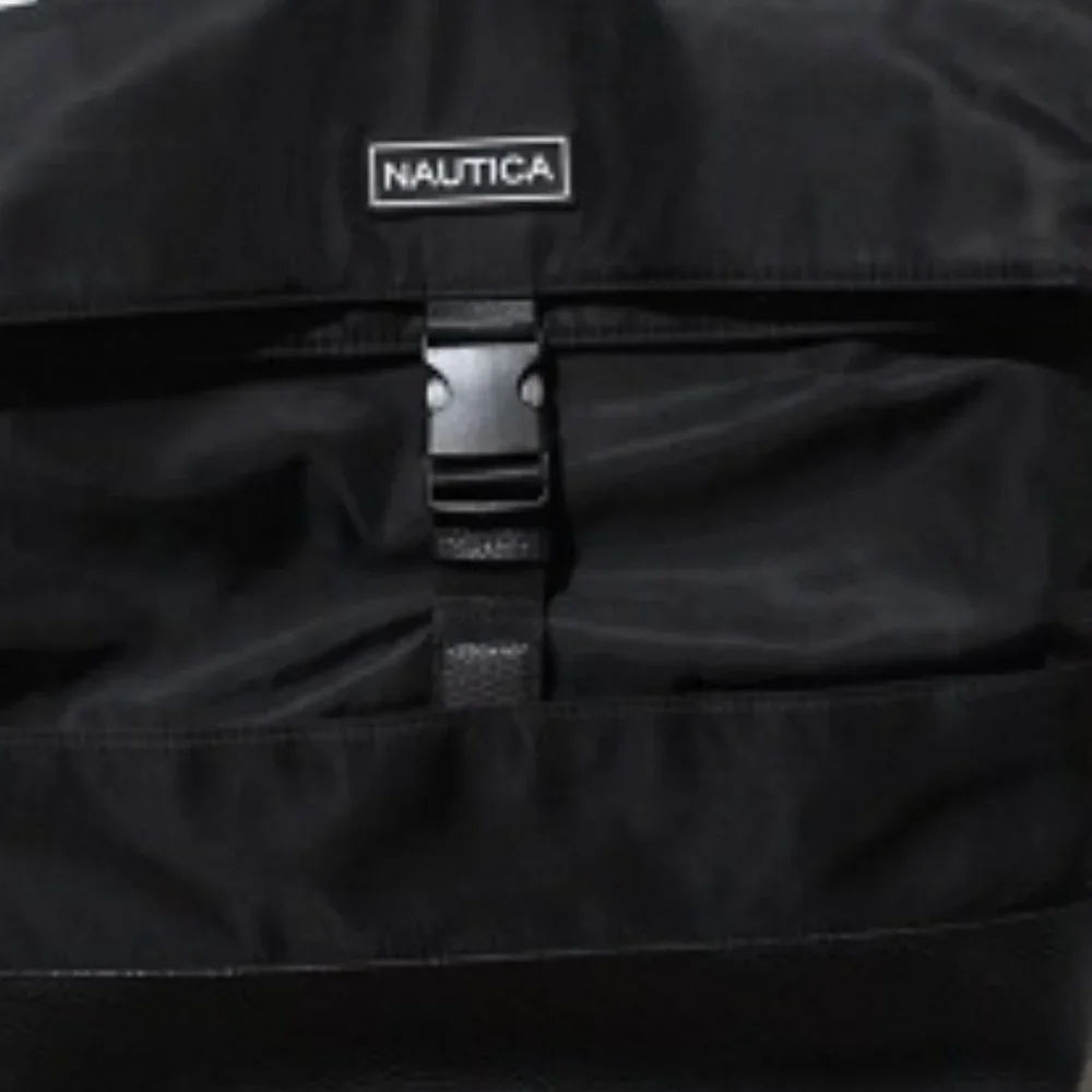 Nautica Black Backpack Messenger Style Bag Modern Trail (1158)